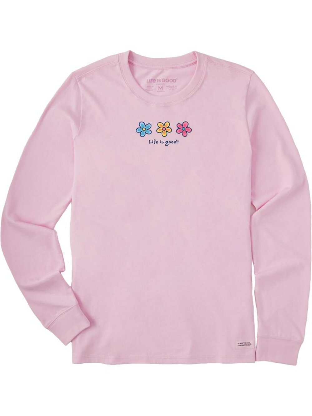 Women's Long Sleeve Graphic Tee, Soft Cotton Shirt with Three Daisies Design